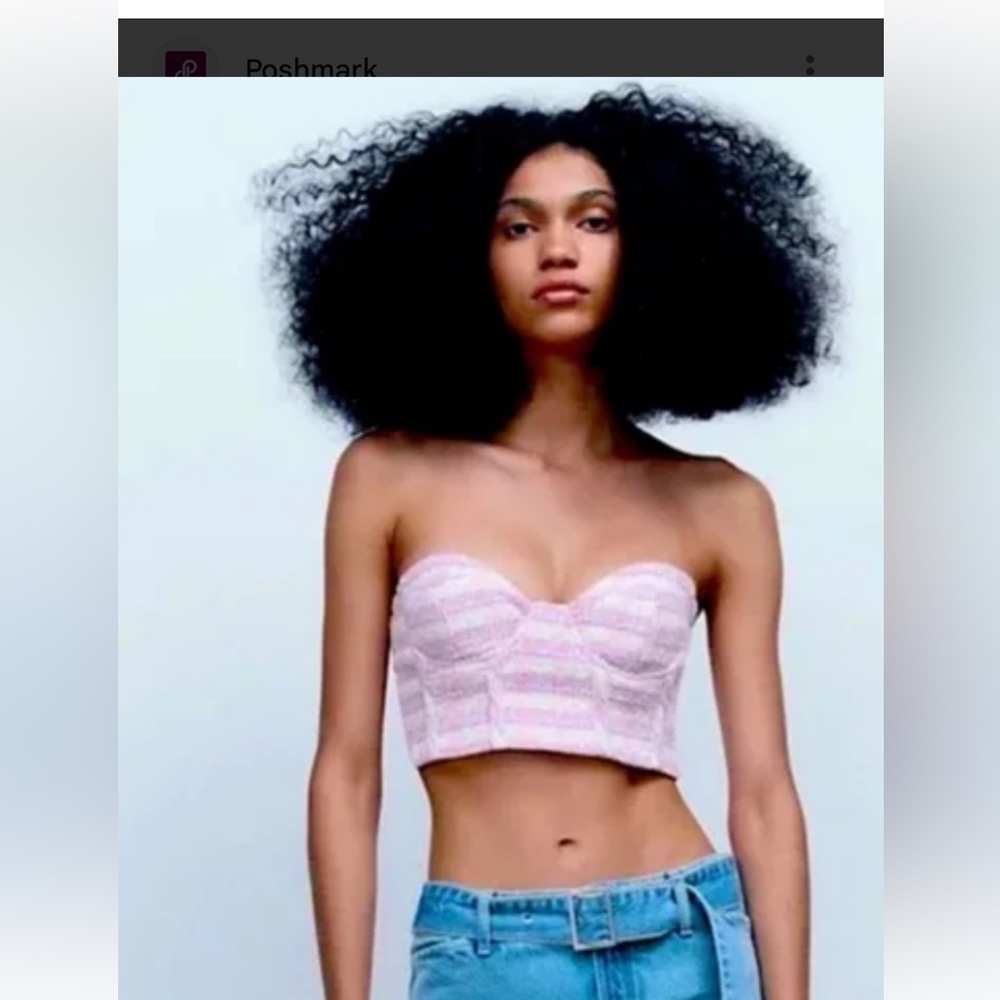 Zara Purple Pink and White Mini Gingham Crop Top💜🩷💜🩷 Cropped - Picture 2 of 6